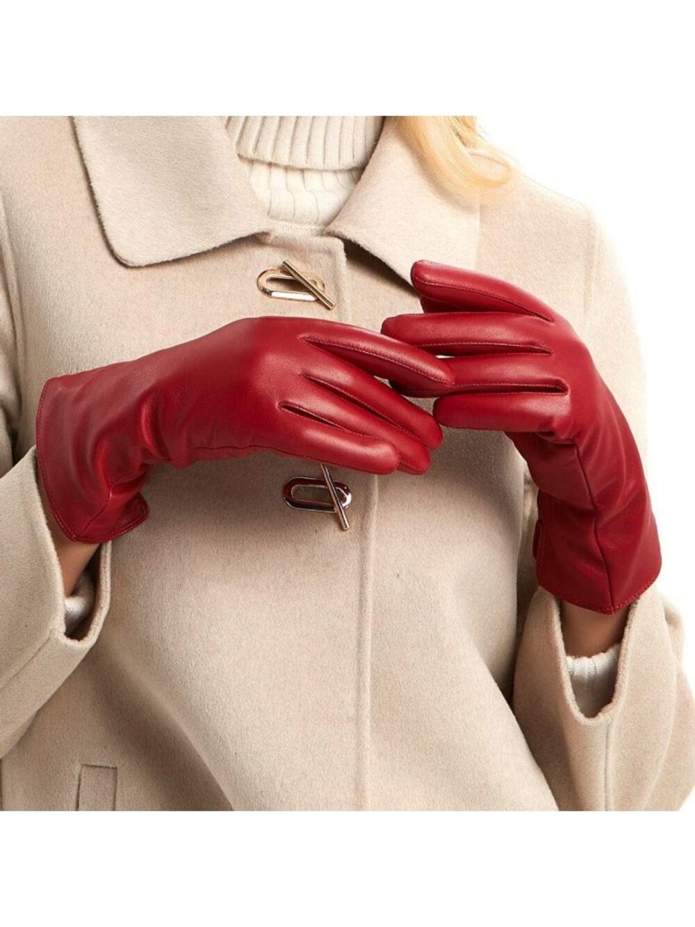 Warm Soft Cashmere Lined Nappa Lambskin Leather Gloves for Women - Stylish